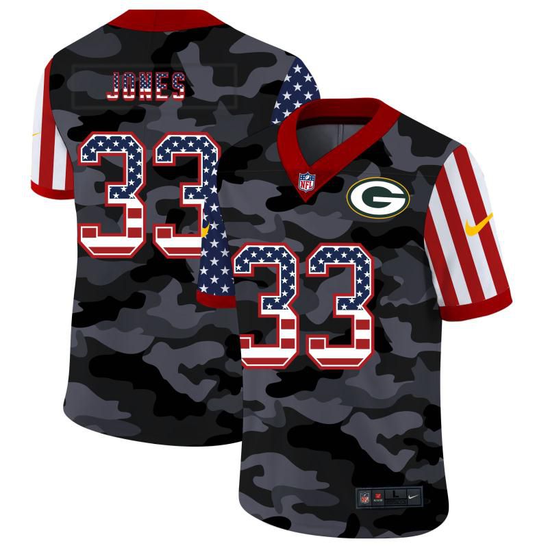 Men Green Bay Packers #33 Jones 2020 Nike Camo USA Salute to Service Limited NFL Jerseys